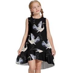 Crane Pattern Kids  Frill Swing Dress by Bedest