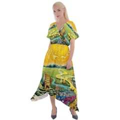 Grateful Dead Golden Road Cross Front Sharkbite Hem Maxi Dress by Bedest