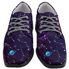 Realistic Night Sky Poster With Constellations Women Heeled Oxford Shoes by Ket1n9