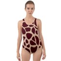 Animal Print Girraf Patterns Cut-Out Back One Piece Swimsuit View1