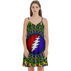 Grateful Dead Bear Pattern Mini Camis Dress With Pockets by Maspions