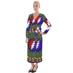 Grateful Dead Bear Pattern Velvet Maxi Wrap Dress by Maspions