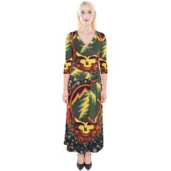 Grateful Dead Steal Your Face Deadhead Hippie Logo Music Quarter Sleeve Wrap Maxi Dress by Perong