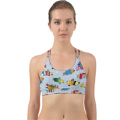 Fish Ocean Sea Water Diving Blue Back Web Sports Bra by Perong