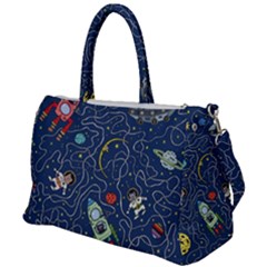 Cat Space Astronaut Rocket Maze Duffel Travel Bag by Perong