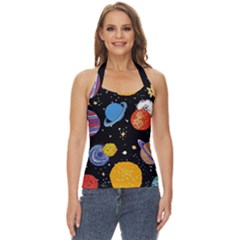 Space Galaxy Art Cute Art Basic Halter Top by Perong