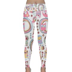 Cute Owl Bird Animal Pattern Lightweight Velour Classic Yoga Leggings by Perong