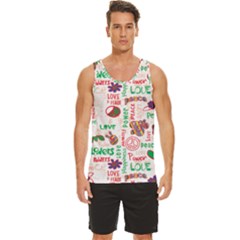 Power Love Pattern Texture Seamless Peace Men s Wide Collar Tank Top by Perong