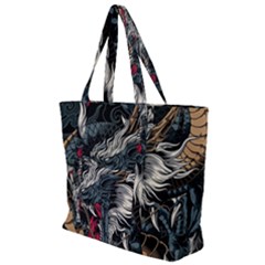 Dragon Snake Legend Japanese Mythology Zip Up Canvas Bag by Perong