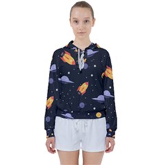 Cosmos Rocket Spaceship Ufo Women s Tie Up Sweat by Salmanaz77