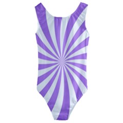 Spiral Vortex Rays Lavender Swirl Purple Kids  Cut-out Back One Piece Swimsuit by Salmanaz77