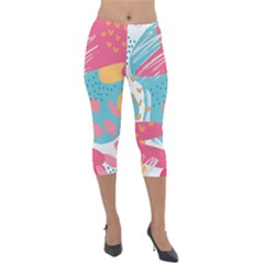 Background Abstract Lightweight Velour Capri Leggings  by Salmanaz77