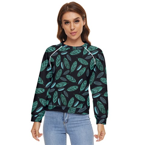 Leaves Pattern Abstract Blade Women s Long Sleeve Raglan T-shirt by Salmanaz77