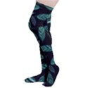 Leaves Pattern Abstract Blade Thigh High Stockings View3