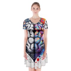 Brain Heart Math Short Sleeve V-neck Flare Dress by Salmanaz77