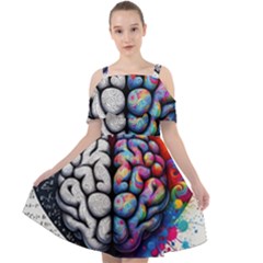 Brain Heart Math Cut Out Shoulders Chiffon Dress by Salmanaz77