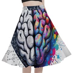 Brain Heart Math A-line Full Circle Midi Skirt With Pocket by Salmanaz77