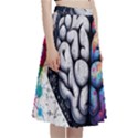 Brain Heart Math A-Line Full Circle Midi Skirt With Pocket View3