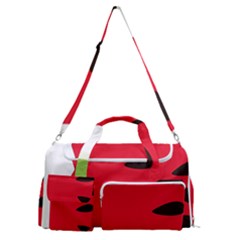 Watermelon Black Green Melon Red Sports Gym Duffle Bag With Shoe Compartment by Cemarart