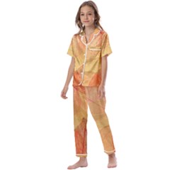 Leaves Patterns Colorful Leaf Pattern Kids  Satin Short Sleeve Pajamas Set by Cemarart