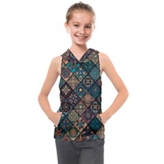 Flower Texture Background Colorful Pattern Kids  Sleeveless Hoodie by Cemarart