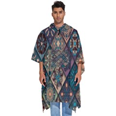 Flower Texture Background Colorful Pattern Men s Hooded Rain Ponchos by Cemarart