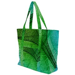 3d Leaves Texture Sheet Blue Green Zip Up Canvas Bag by Cemarart