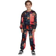 Tech Technology Pattern Kids  Sweatshirt Set by Salmanaz77