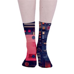 Tech Technology Pattern Smooth Crew Length Tube Socks by Salmanaz77