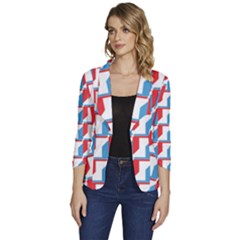 Fabric Geometric Pattern Background Women s One-button 3/4 Sleeve Short Jacket by Salmanaz77