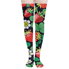 Strawberries Pattern Thigh High Stockings by Salmanaz77