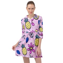 Flowers Petals Pineapples Fruit Mini Skater Shirt Dress by Paksenen