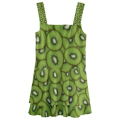 Kiwi Fruit Pattern Green Background Kids  Layered Skirt Swimsuit by Paksenen