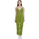 Kiwi Fruit Pattern Green Background V-Neck Camisole Jumpsuit View1