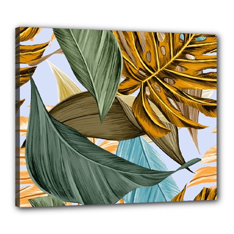 Monstera Palm Leaves Plants Canvas 24  X 20  (stretched) by Paksenen