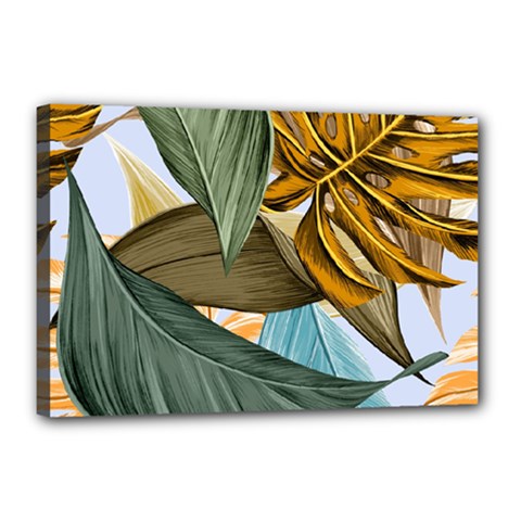 Monstera Palm Leaves Plants Canvas 18  X 12  (stretched) by Paksenen