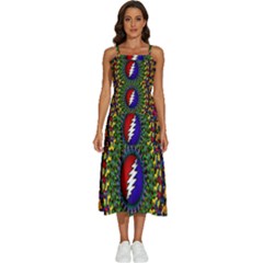 Grateful Dead Bear Pattern Sleeveless Shoulder Straps Boho Dress by Maspions