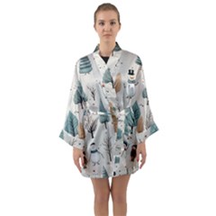 Snowman Snow Christmas Long Sleeve Satin Kimono by Ravend