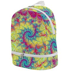 Fractal Spiral Abstract Background Vortex Yellow Zip Bottom Backpack by Ket1n9