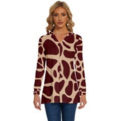 Animal Print Girraf Patterns Long Sleeve Drawstring Hooded Top by Ket1n9