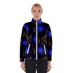 Background Doodles Candles Graphic Women s Bomber Jacket by Bedest