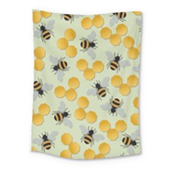 Bees Pattern Honey Bee Bug Honeycomb Honey Beehive Medium Tapestry by Bedest