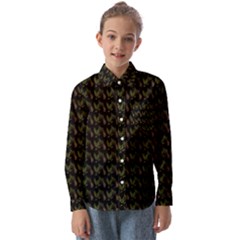 Fern Pattern 2 Black Kids  Long Sleeve Shirt by snowwhitegirl