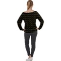 Fern Pattern 2 Black Off Shoulder Long Sleeve Velour Top View2