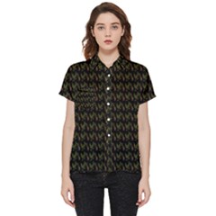 Fern Pattern 2 Black Short Sleeve Pocket Shirt by snowwhitegirl