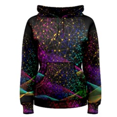 Particles Waves Line Multicoloured Women s Pullover Hoodie by Proyonanggan