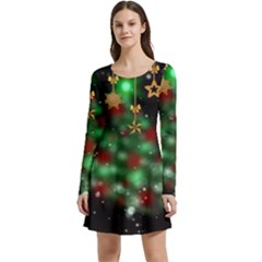 Christmas Star Jewellery Long Sleeve Velour Skater Dress by anzea