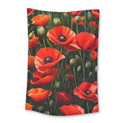 Flowers Poppies Bloom Blossom Art Small Tapestry by Apenda