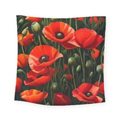 Flowers Poppies Bloom Blossom Art Square Tapestry (small) by Apenda