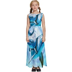 Dolphin Blue Sea Fantasy Kids  Satin Sleeveless Maxi Dress by Maspions